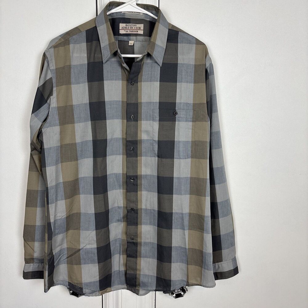VTG Boston Athletic Club Gil Truedsson Plaid Shirt Large Single Needle Tailoring
